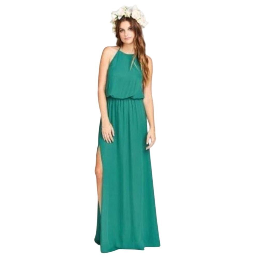 Show Me Your Mumu‎ Heather Dress Women's Small Green Halter Maxi Drapey NWT